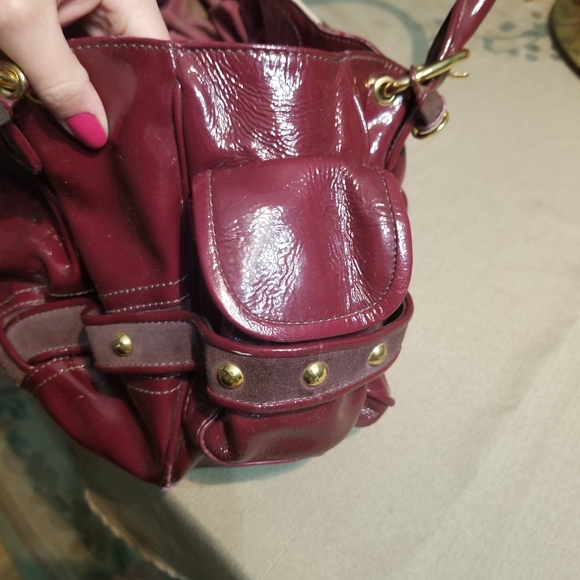 👜 Juicy Couture Dark Red Leather Satchel Purse - Picture 11 of 17